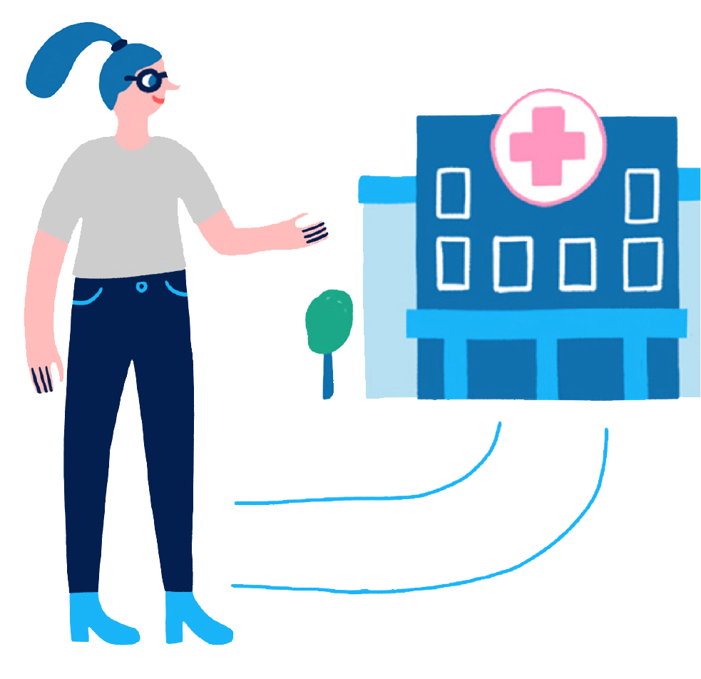 woman going to a hospital